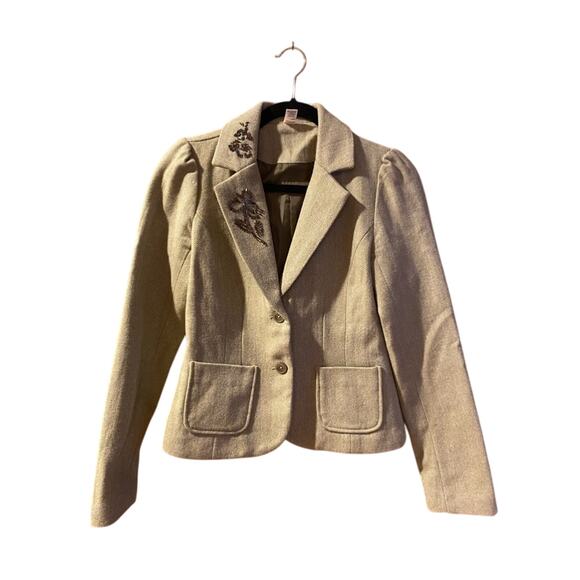 Old Navy Blazer Y2K Wool Blend Tweed Beaded Sage Green small - Picture 1 of 5